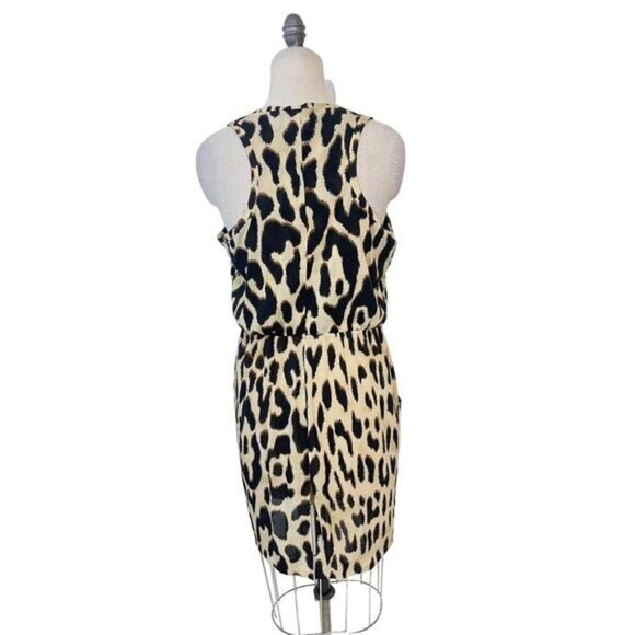 Calvin Klein Leopard Print Ruffle Dress 10 12 - Picture 2 of 5